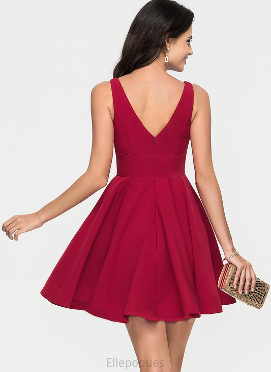 Stretch Crepe Dress Short/Mini V-neck Allison Homecoming A-Line Homecoming Dresses