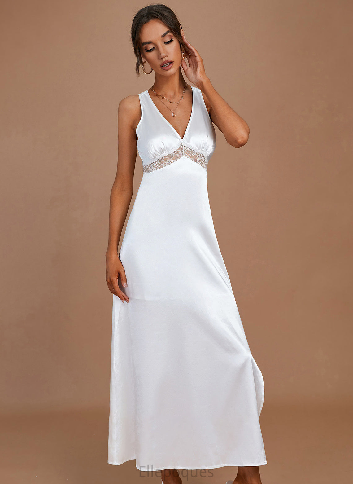 Jazlynn V-neck Wedding Dresses Ankle-Length Wedding Sheath/Column Dress