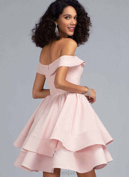 Short/Mini Homecoming Ruffles Cascading Crepe Dress With Homecoming Dresses A-Line Stretch Off-the-Shoulder Uerica