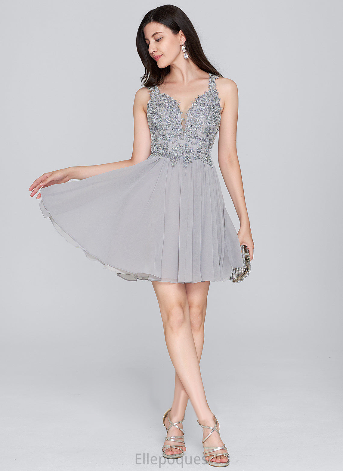 Dress Sequins Chiffon Homecoming A-Line Beading Allisson Homecoming Dresses Short/Mini Lace With Sweetheart