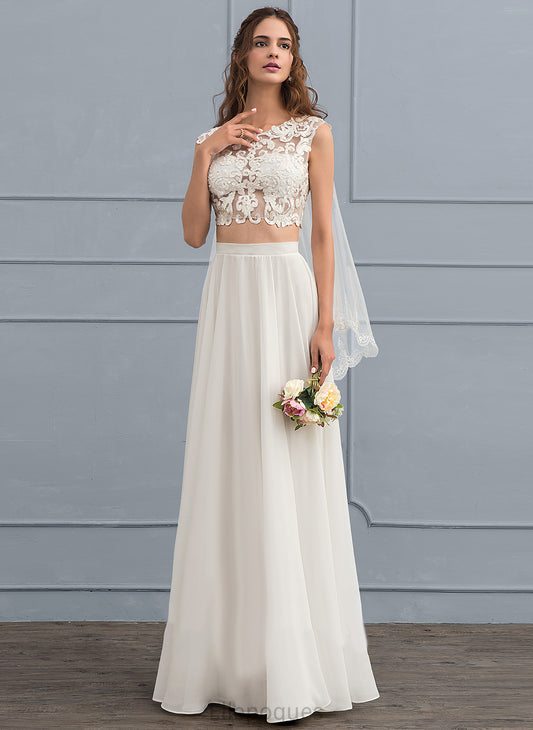 Neck Wedding Dresses Lace Sequins Scoop A-Line Wedding Dress Floor-Length Khloe Beading Chiffon With