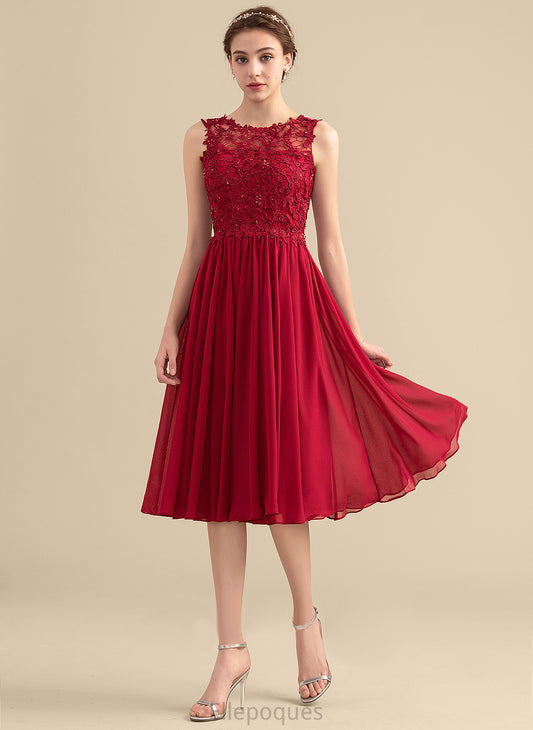 Beading Hilda Scoop With Homecoming Dresses Lace Knee-Length Homecoming A-Line Chiffon Dress Neck Lace