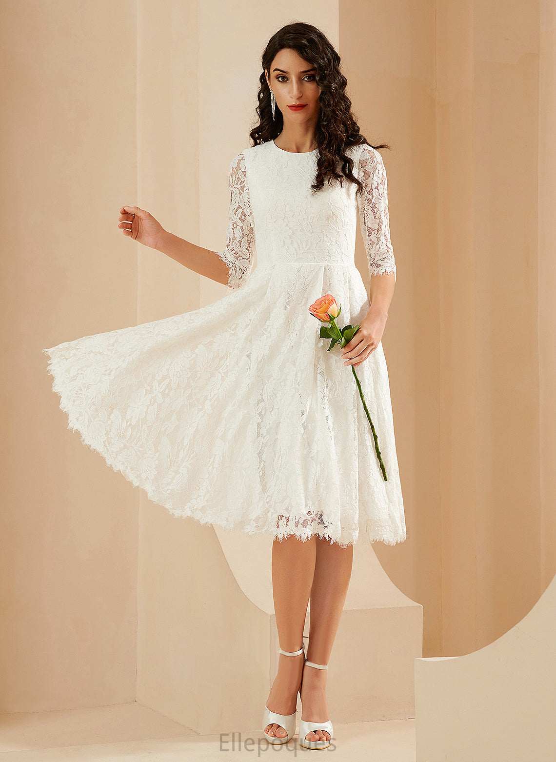 Wedding Dresses Delaney Dress A-Line Knee-Length Lace Scoop Wedding