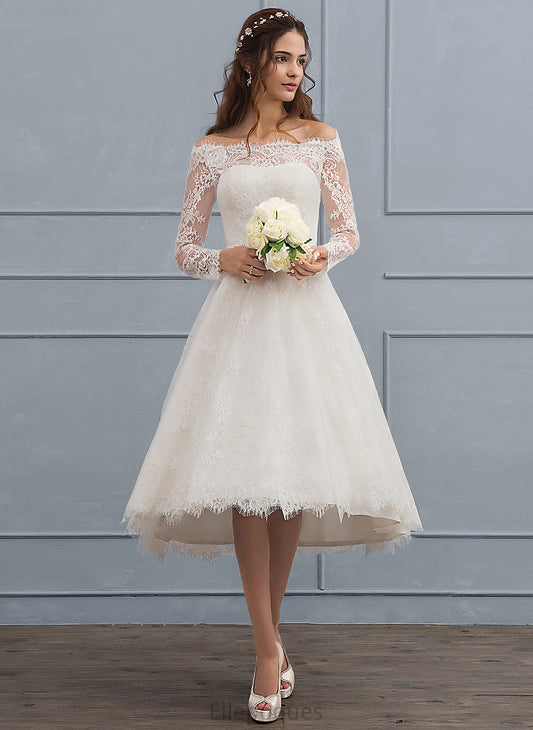 Wedding Dress Asymmetrical Lace A-Line Wedding Dresses With Beading Shiloh Off-the-Shoulder