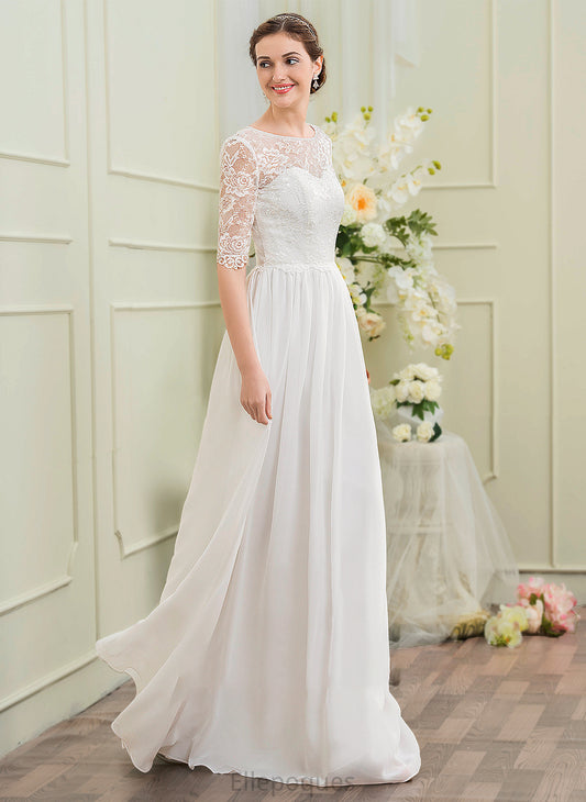 Wedding Dresses Illusion Jewel Wedding Dress Floor-Length A-Line Chiffon