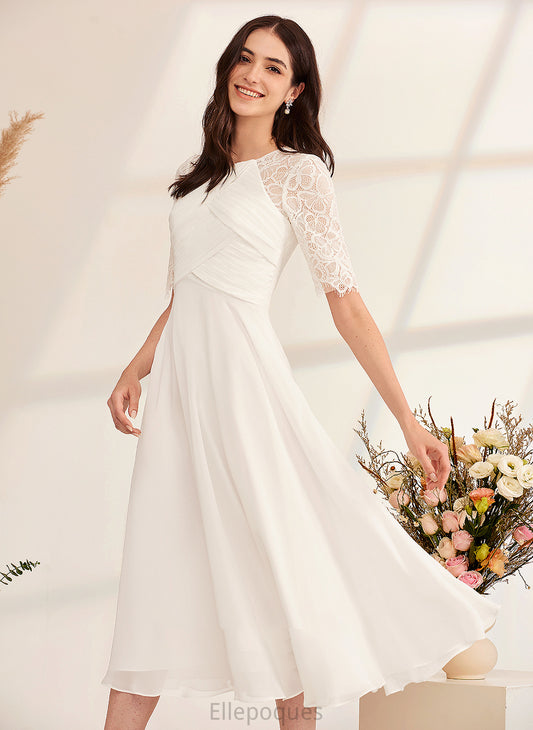 With Dress A-Line Wedding Dresses Emery Wedding Tea-Length Beading