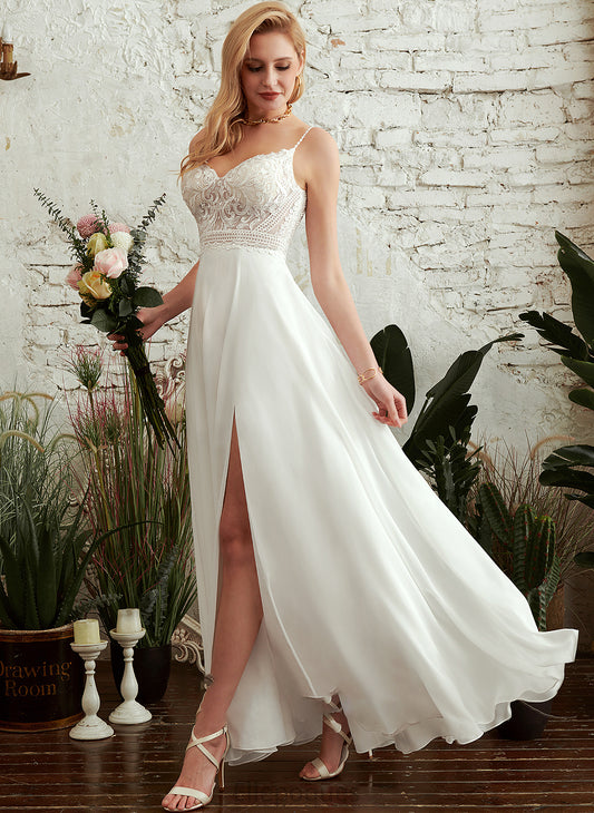 Wedding Dresses Split A-Line Front V-neck Floor-Length Dress Krista Wedding With