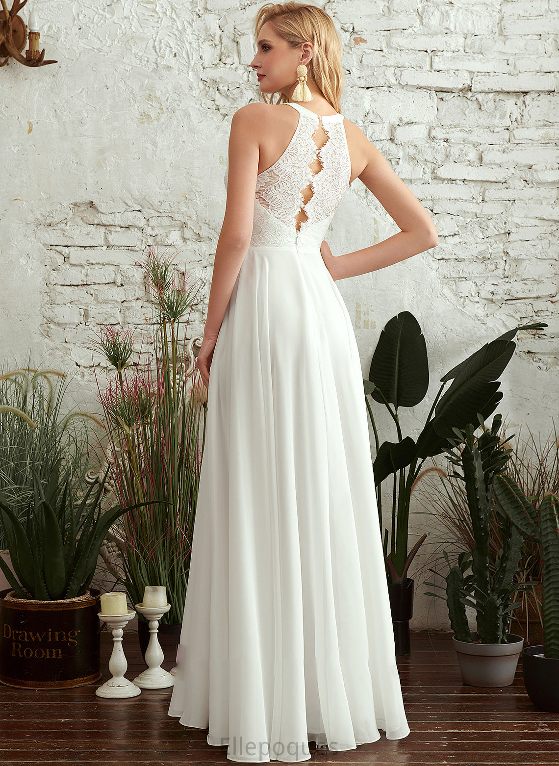 Wedding A-Line Floor-Length Dress Wedding Dresses Scoop Neck Iyana