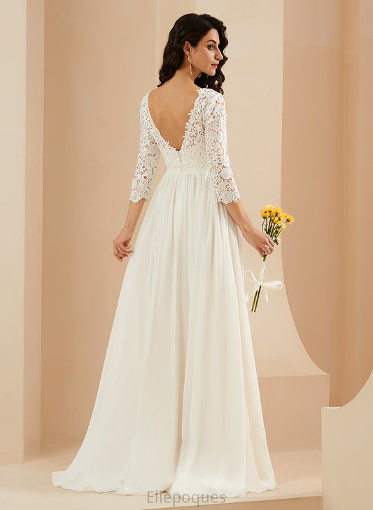 Nyasia Lace Train Wedding Wedding Dresses Dress With Sweep A-Line