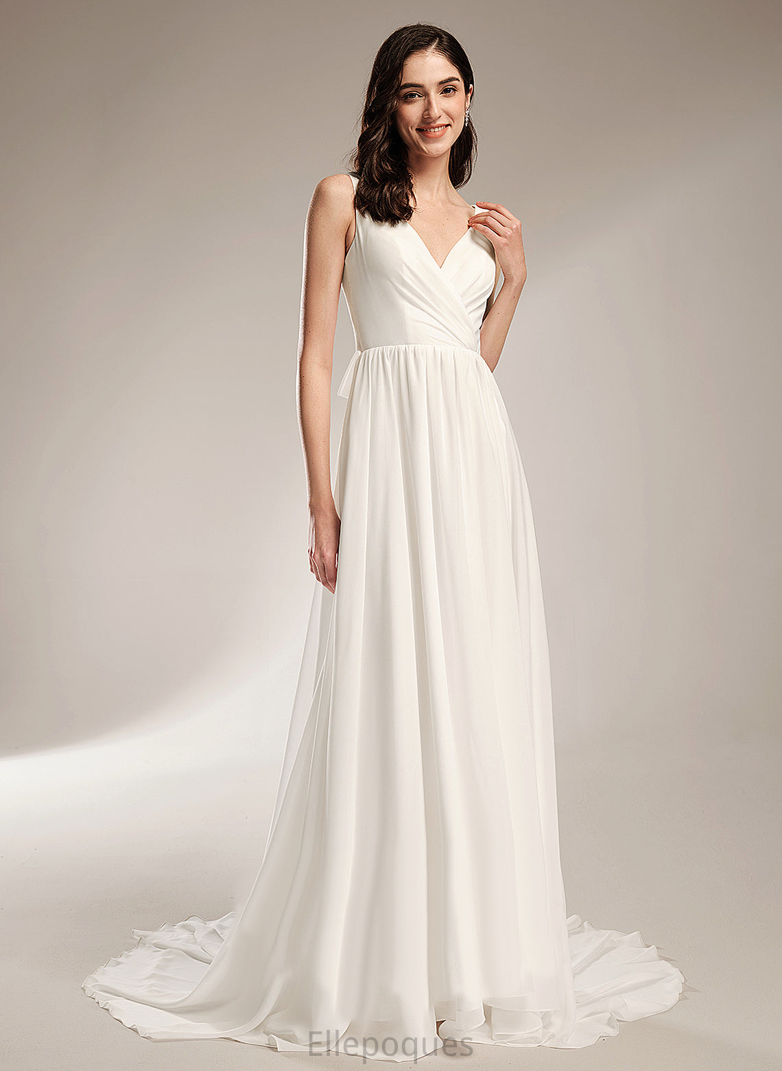 Train Lace Court Gia Wedding Dresses Chiffon A-Line V-neck Wedding With Dress