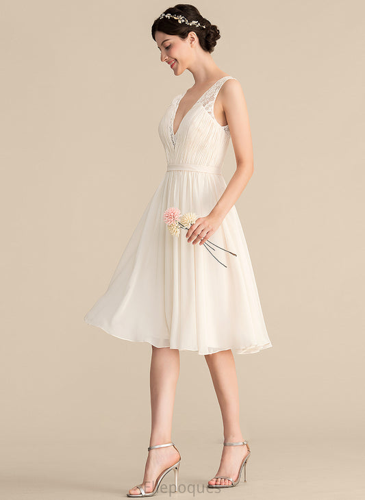 V-neck Dress Ashanti Knee-Length With Wedding A-Line Lace Wedding Dresses Chiffon Ruffle