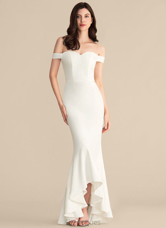 Asymmetrical Trumpet/Mermaid Dress Dixie Off-the-Shoulder With Wedding Dresses Ruffles Cascading Wedding