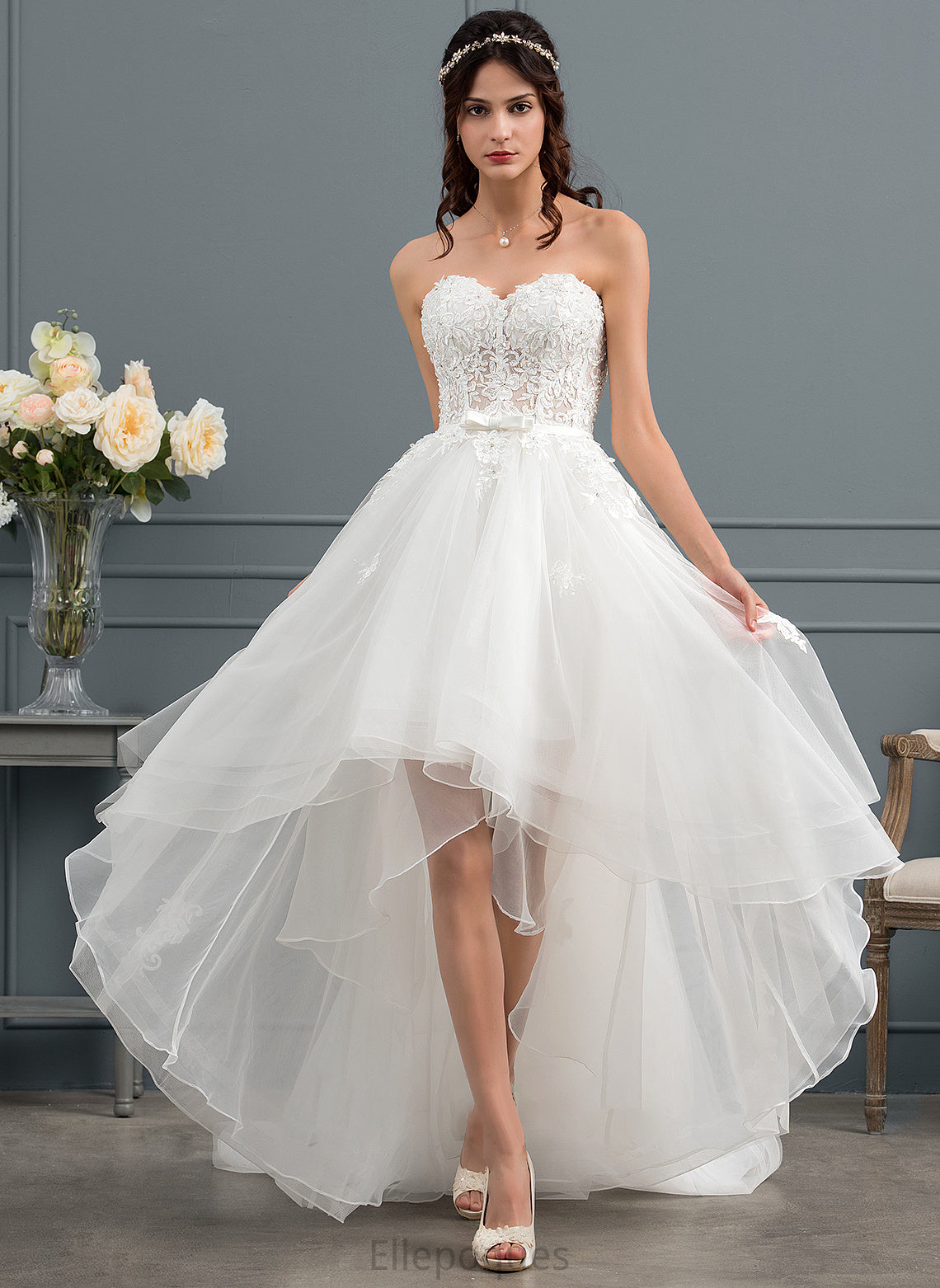 A-Line Tulle With Wedding Dresses Ayanna Sweetheart Dress Wedding Bow(s) Beading Asymmetrical Sequins