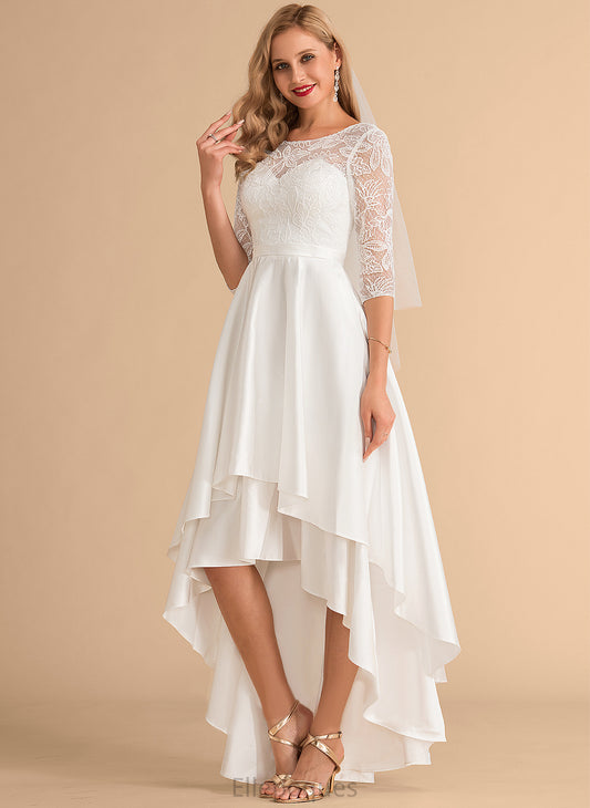 Wedding Dresses Wedding Scoop Lace Regina A-Line Satin Asymmetrical Dress