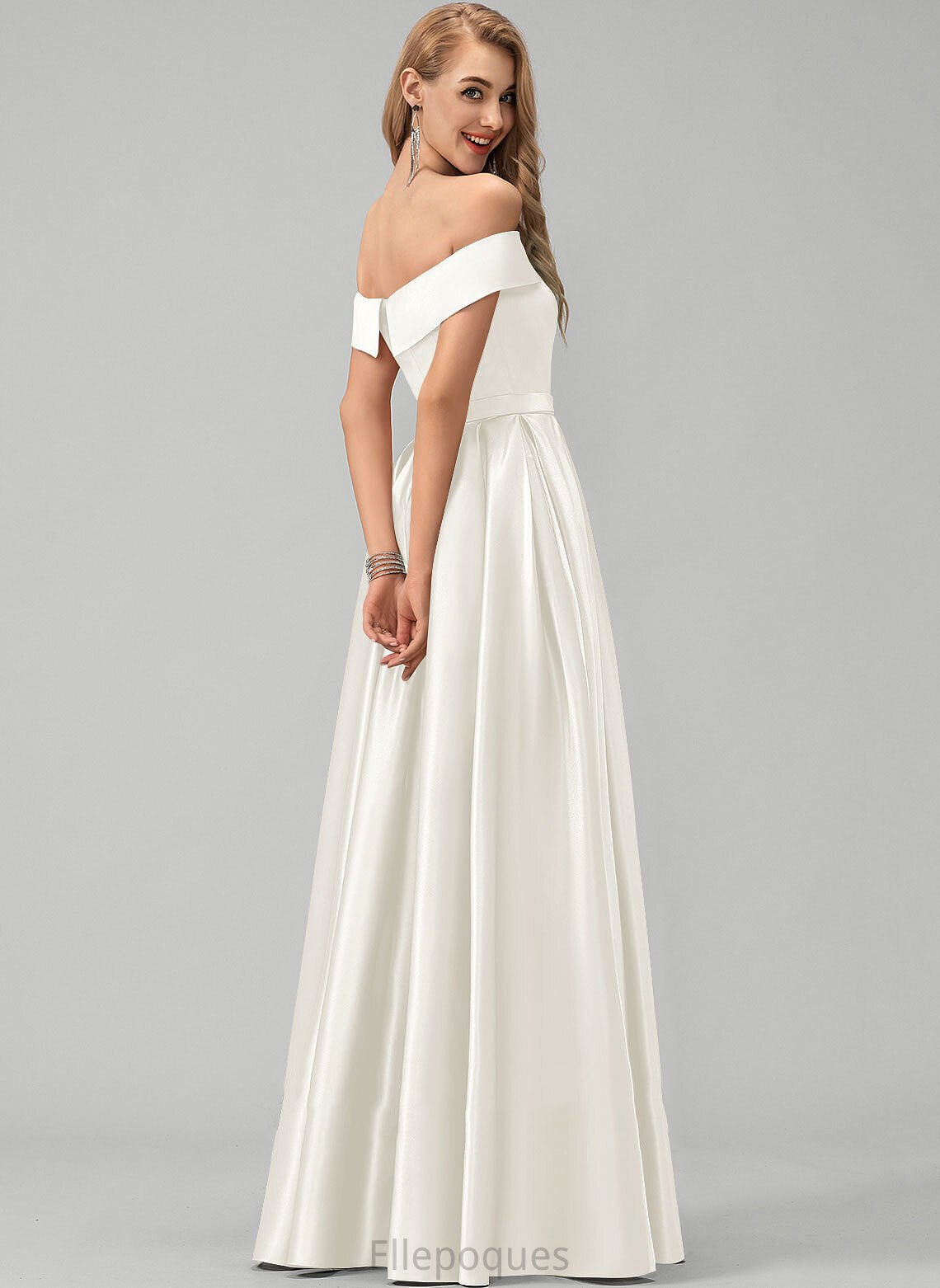 Wedding Floor-Length Wedding Dresses Off-the-Shoulder Dress Maleah Satin Ball-Gown/Princess