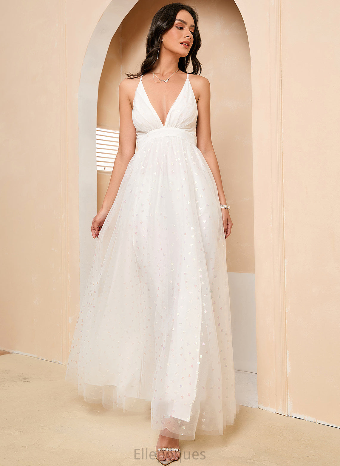 V-neck Wedding Dresses Ankle-Length Wedding A-Line Mina Dress