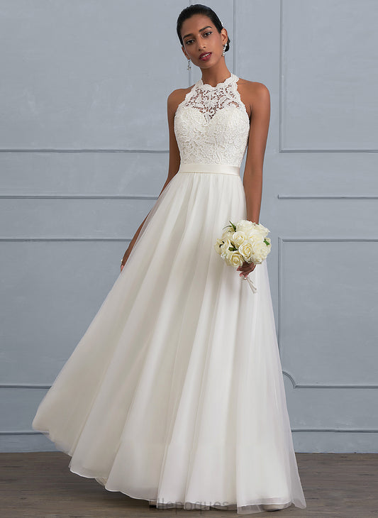 Scoop Caitlyn Neck Floor-Length A-Line Wedding Dresses Tulle Wedding Dress