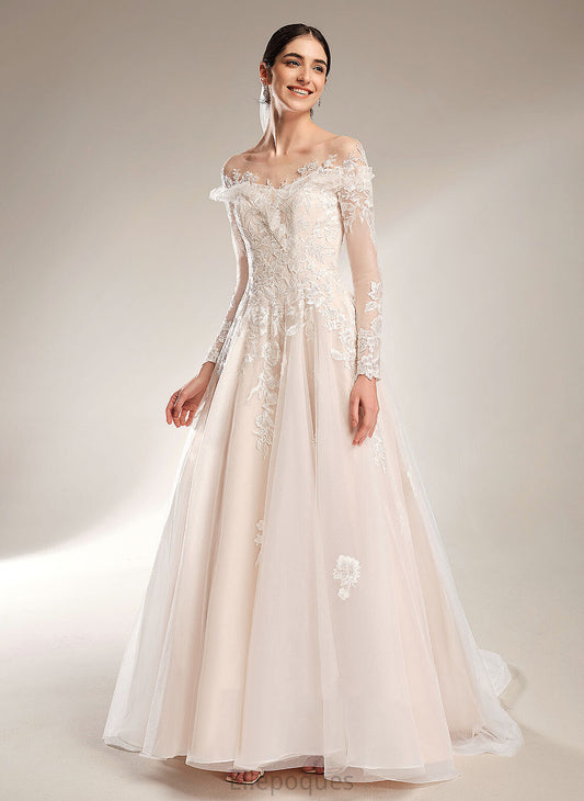 Natasha Dress Sequins Wedding Lace Off-the-Shoulder Ball-Gown/Princess Tulle Train Wedding Dresses Court With