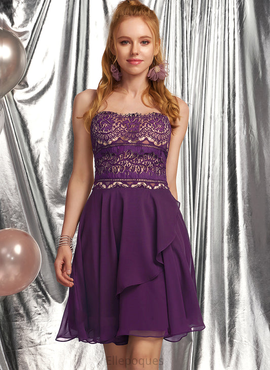 With Lace Homecoming Dresses Square Dress A-Line Neckline Short/Mini Homecoming Mallory Chiffon