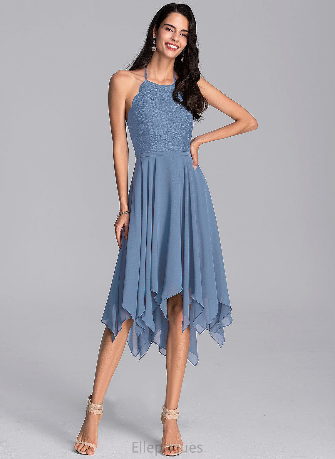 A-Line Asymmetrical Lace Homecoming Dresses Dress With Homecoming Jordin Chiffon Halter