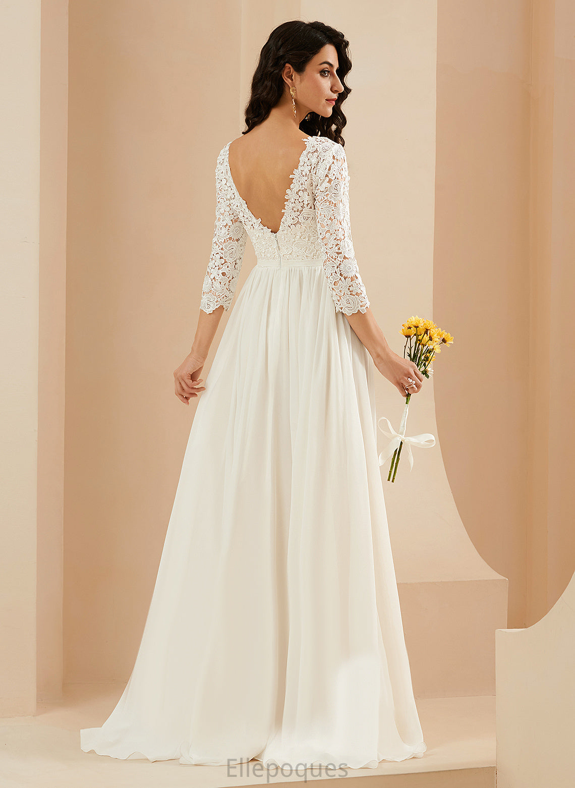 Wedding Sweep Train With Madge Wedding Dresses A-Line Neck Chiffon Lace Scoop Dress