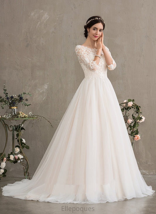 Lace Hedwig Dress Sequins With Scoop Wedding Neck Ball-Gown/Princess Court Train Tulle Wedding Dresses