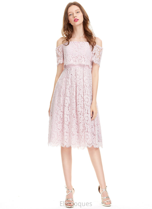 Penny With Lace Lace Knee-Length Dress Homecoming A-Line Off-the-Shoulder Homecoming Dresses