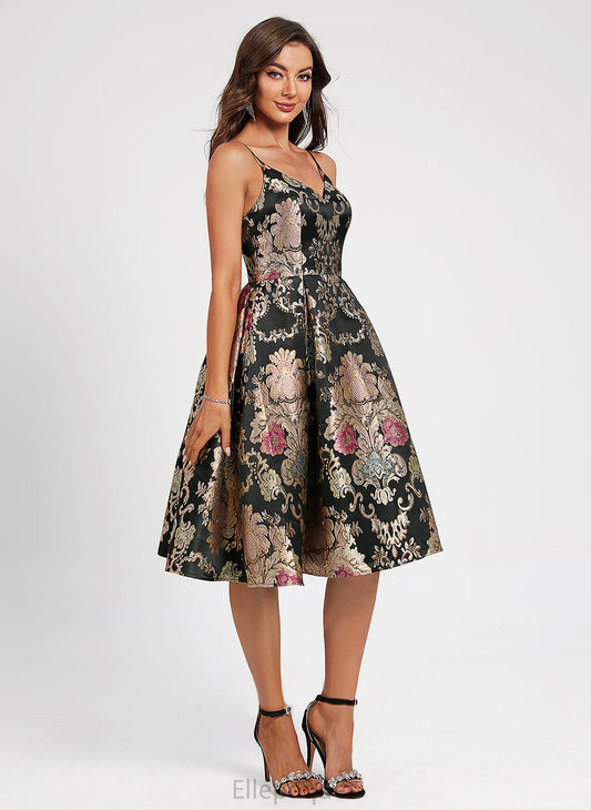 Dress With Flower(s) Homecoming Knee-Length A-Line Lace Alessandra Homecoming Dresses V-neck