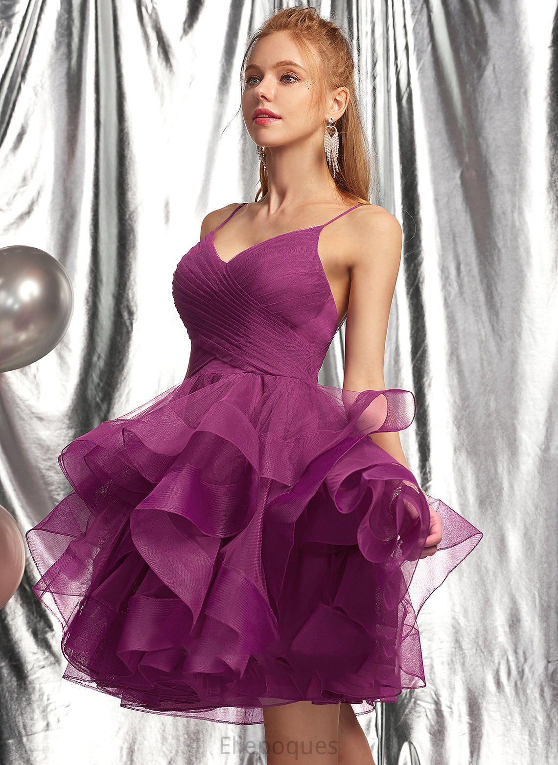 Short/Mini Dress Homecoming Imani V-neck Tulle Ball-Gown/Princess Homecoming Dresses