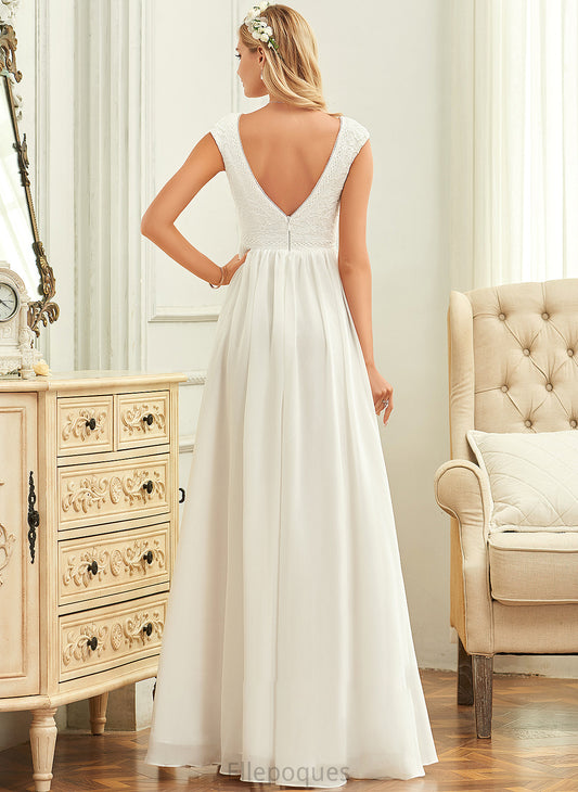 Lace Meg Wedding Dresses Floor-Length Wedding Dress A-Line Chiffon V-neck