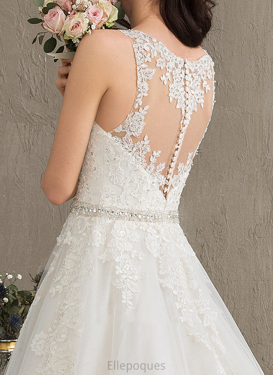 Ball-Gown/Princess Lace Wedding Dresses With Court Wedding Train Beading V-neck Dress Marlene Sequins Tulle