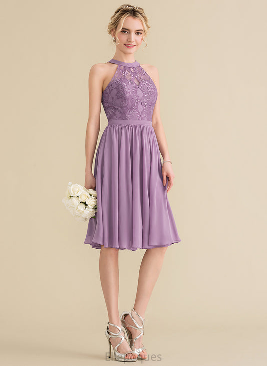 Homecoming Dresses Lindsey Scoop Knee-Length Dress Chiffon With Lace A-Line Lace Neck Homecoming