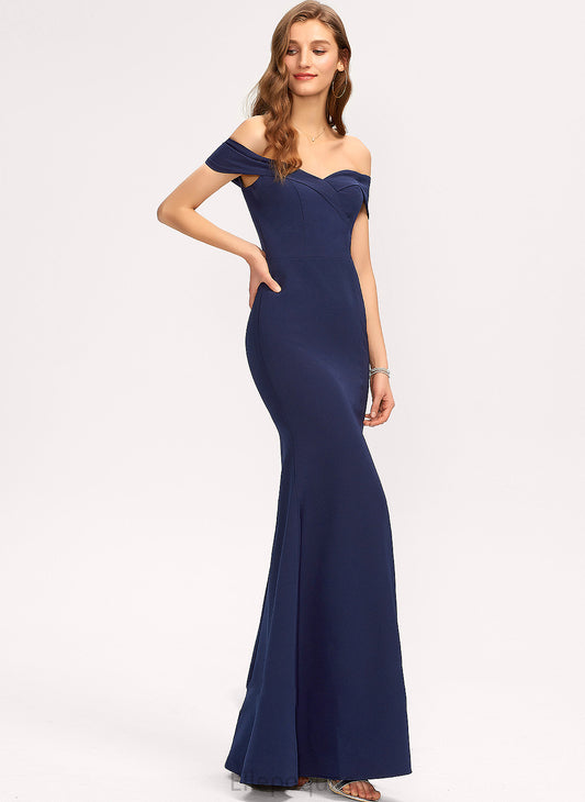 Trumpet/Mermaid Cassie With Prom Dresses Stretch Off-the-Shoulder Split Crepe Front Floor-Length