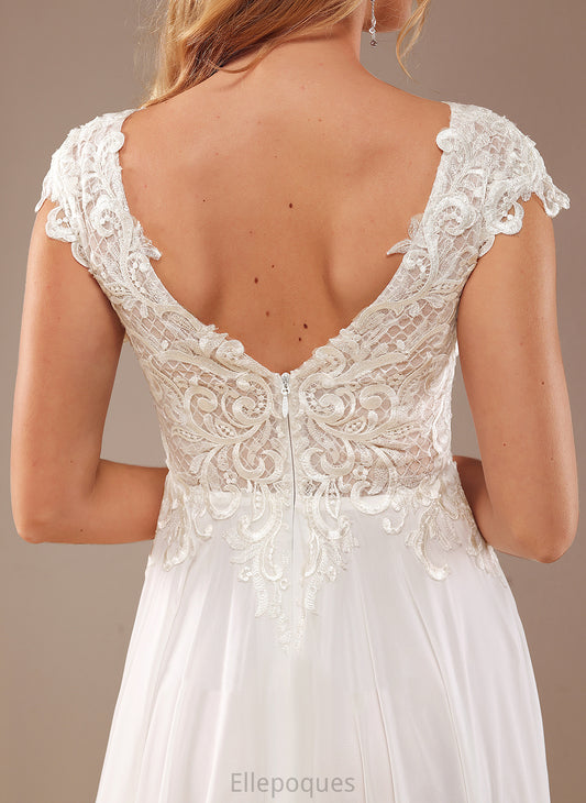 Lace Dress Lace Sweep Chiffon Train With Wedding V-neck A-Line Abigayle Wedding Dresses