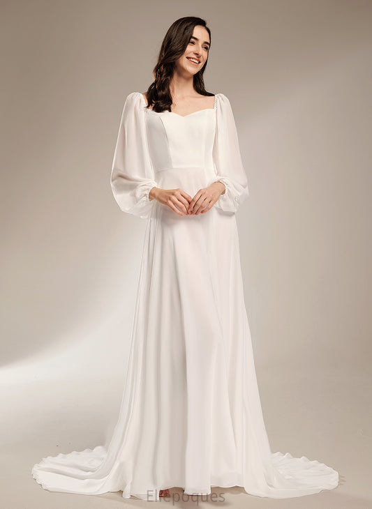 Chiffon Susie Wedding With Train Chapel Front A-Line Split Dress Wedding Dresses V-neck