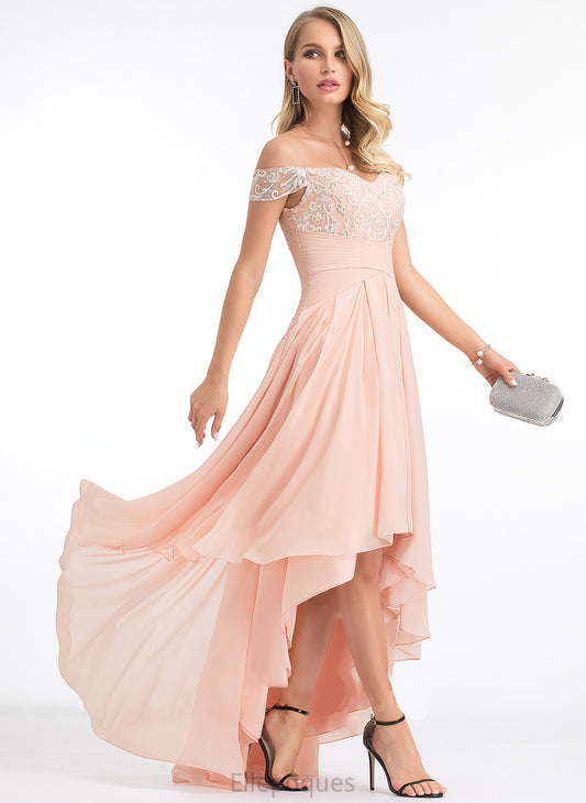 Wedding Sequins Chiffon Wedding Dresses Desiree Asymmetrical Off-the-Shoulder With Dress A-Line