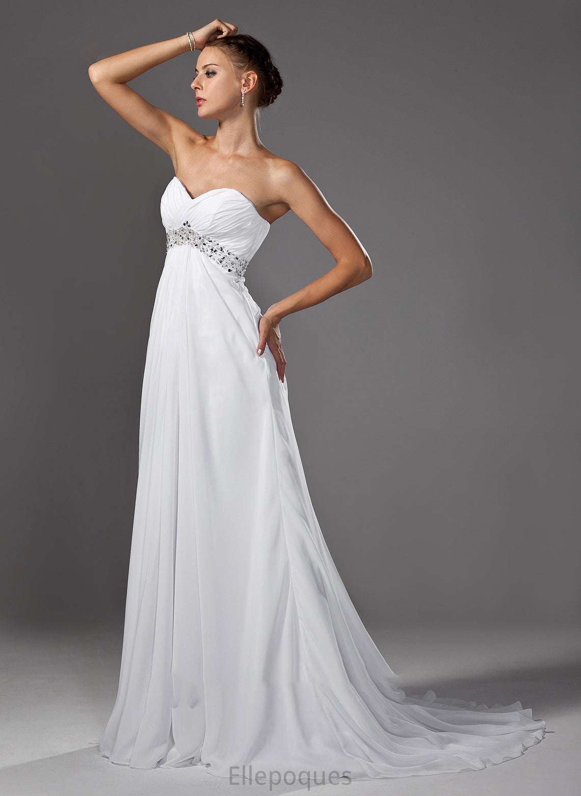 Empire Train Wedding With Sweep Beading Dress Jimena Ruffle Wedding Dresses Chiffon Sweetheart