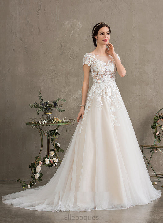 Ball-Gown/Princess Court Wedding Dresses Train Tulle Wedding Dress Jaylin Illusion