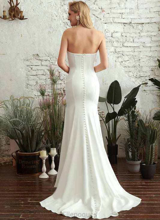 Wedding Dresses Strapless Terri Sweep Wedding Crepe Dress Train Stretch Trumpet/Mermaid