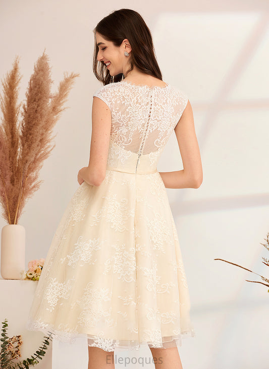 V-neck Shannon Wedding Dresses Knee-Length Dress Wedding With Lace A-Line