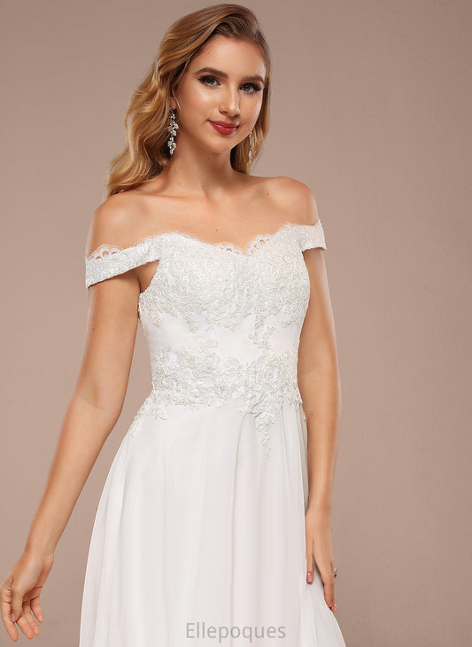 Dress With Chiffon A-Line Floor-Length Wedding Dresses Sequins Wedding Lace Off-the-Shoulder Kirsten