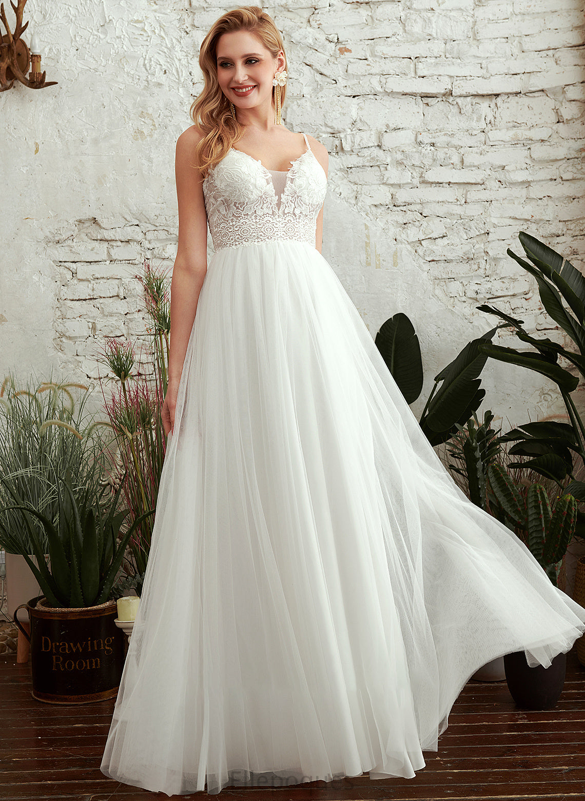 Ashanti Wedding V-neck Floor-Length Wedding Dresses Dress A-Line