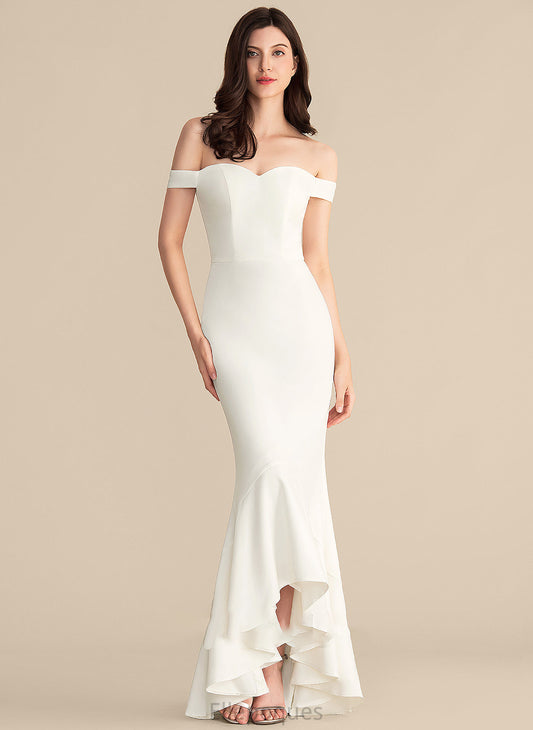 Wedding Crepe Kailey Trumpet/Mermaid Off-the-Shoulder Asymmetrical Wedding Dresses Dress Stretch