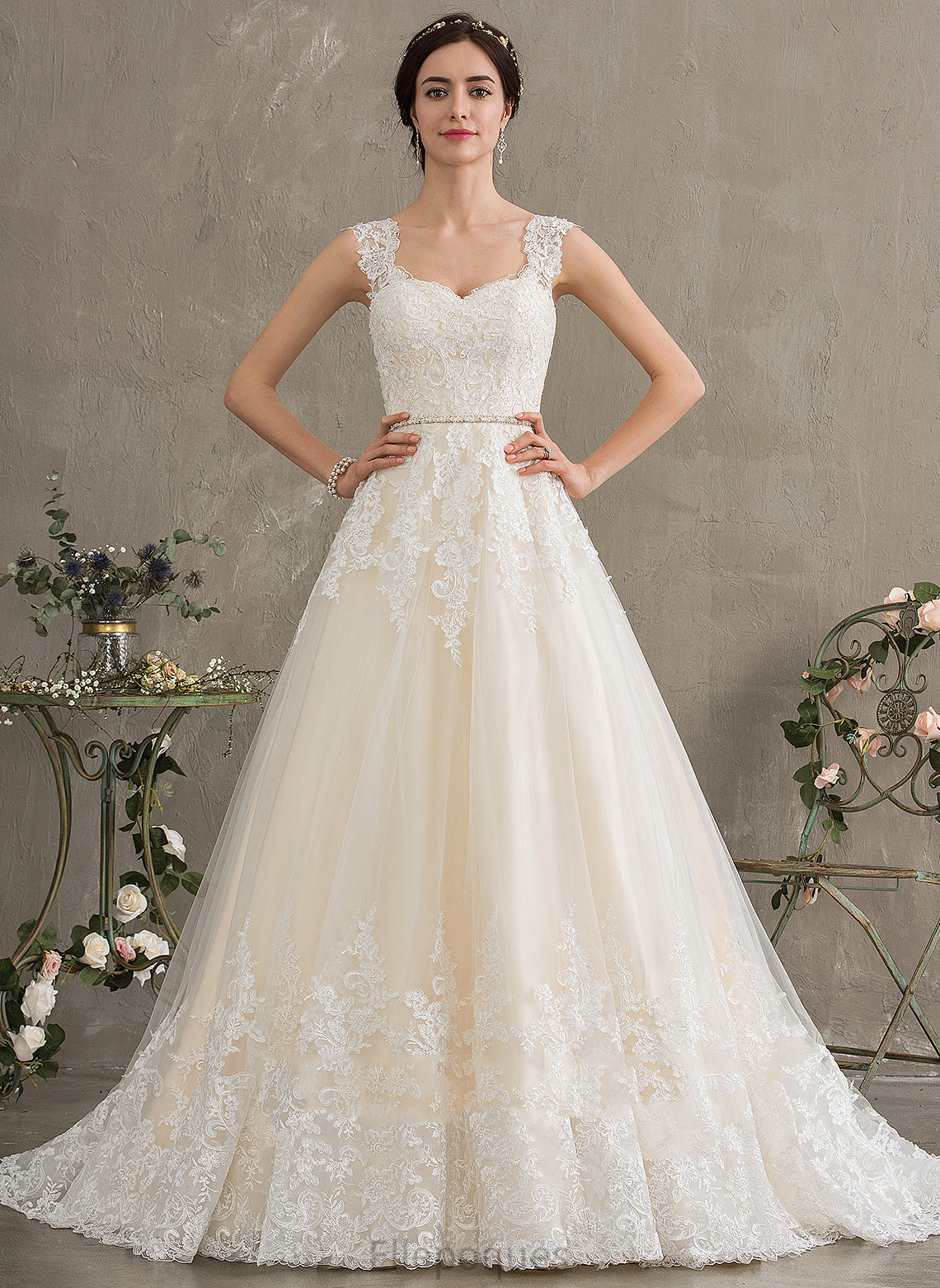 Sequins Tulle Dress Court Lace With Angelica Wedding Dresses Beading Wedding Train Sweetheart Ball-Gown/Princess