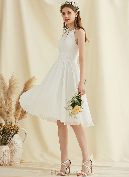 A-Line Chiffon Dress Wedding Dresses Camryn Knee-Length Wedding