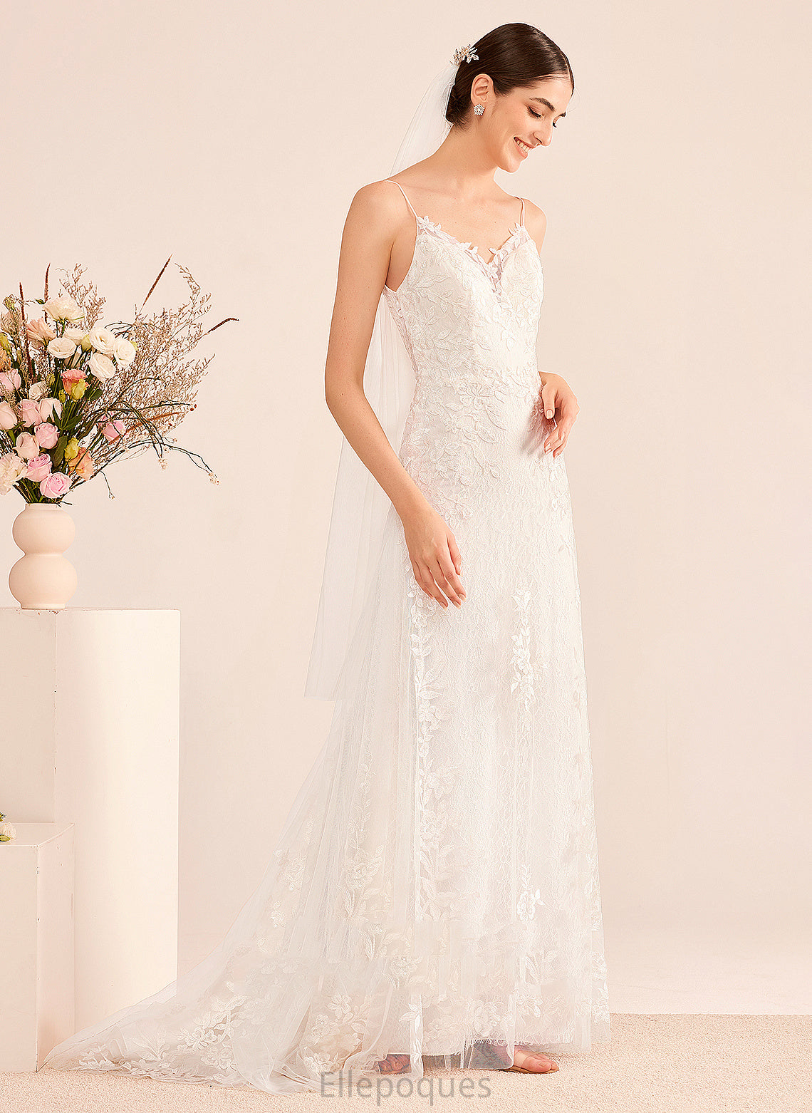 Dress Nadia Train Lace V-neck With Sequins Court Wedding Dresses Wedding A-Line Tulle