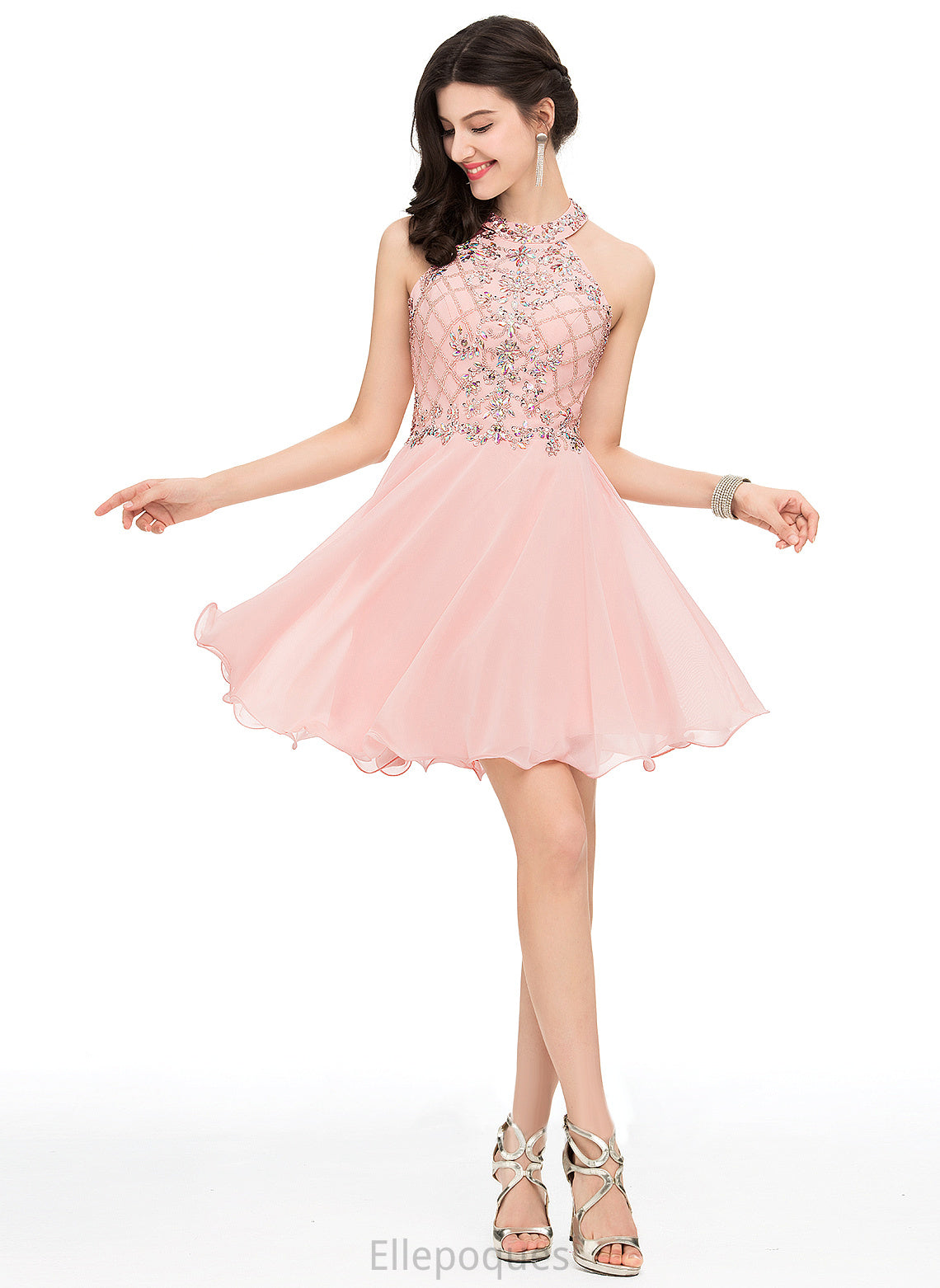 Homecoming Scoop Sequins Dress Short/Mini Neck Homecoming Dresses Beading Paityn Chiffon With A-Line