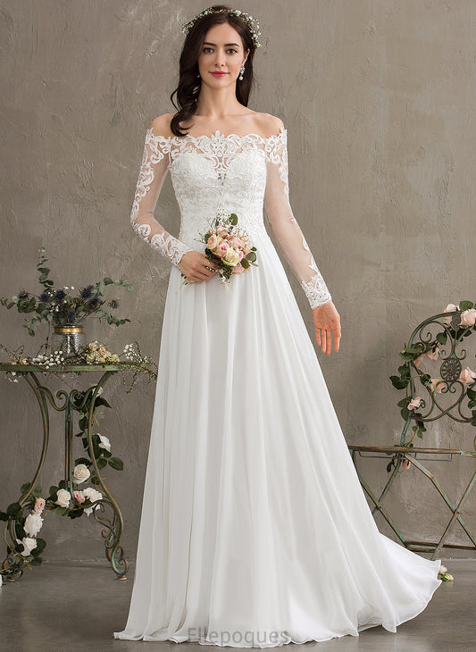 A-Line Chiffon Lace With Floor-Length Melissa Lace Wedding Dresses Dress Off-the-Shoulder Wedding