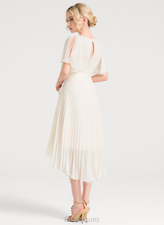 With Wedding Dresses Wedding Paityn A-Line Dress Pleated Asymmetrical Scoop Chiffon