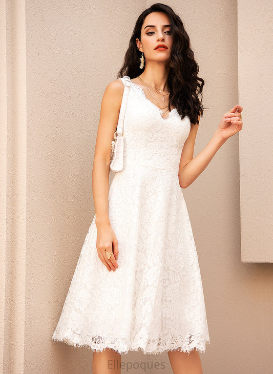 V-neck Jazlynn A-Line Dress Wedding Knee-Length Wedding Dresses